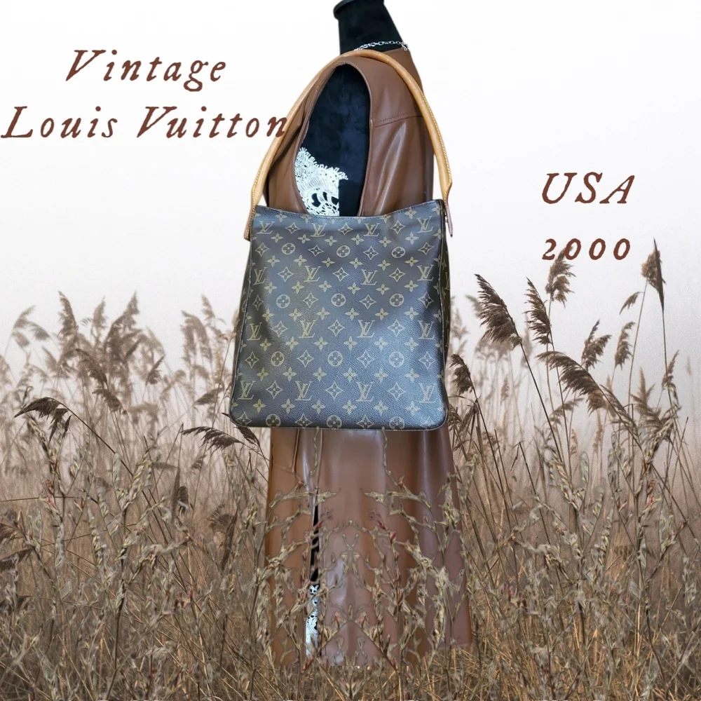Y2K USA Made Vintage Louis Vuitton GM Looping Monogram Canvas Shoulder Handbag